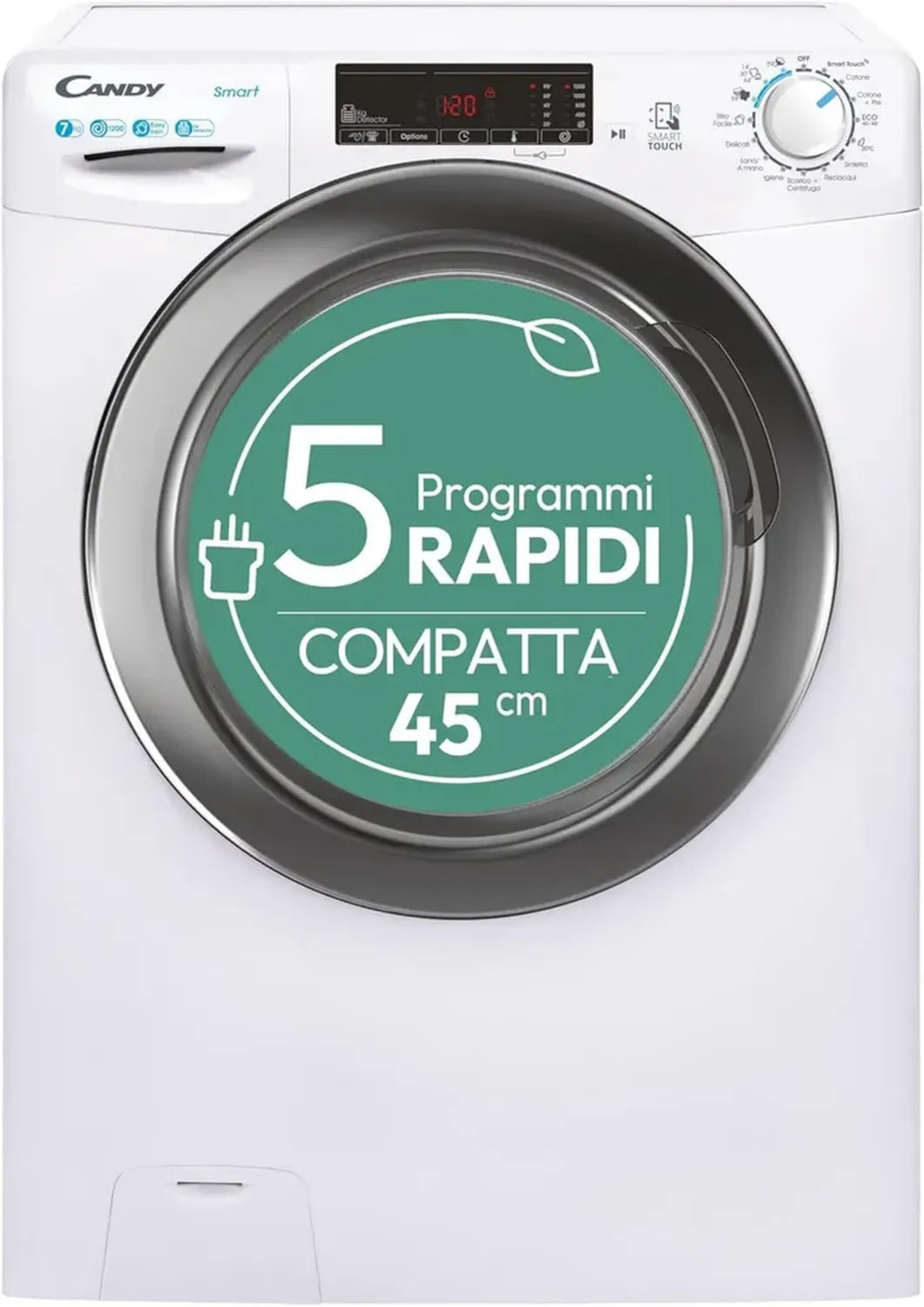 Candy Smart Frontlader Waschmaschine 7 kg, Energieklasse C, 1200 U/Min, Weiß